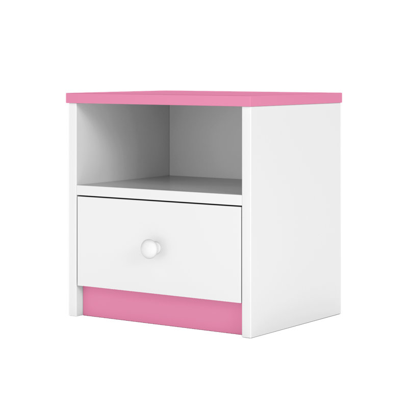 Cicero 1 Drawer Nightstand, Pink/White