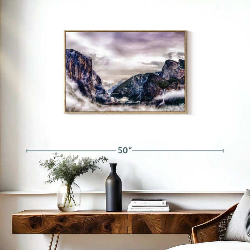 Canyons du parc national Yosemite, Cadre flottant en bois naturel, 31 po x 21 po