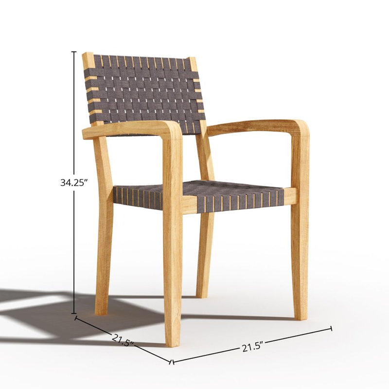 Clairene 5-Piece Square Teak Outdoor Dining Set with Stacking Armchairs