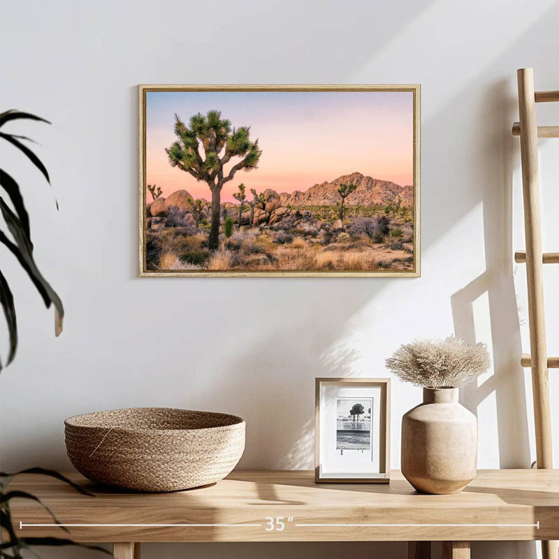 Joshua Tree Patch, 19" X 13", Floating Frame Natural Wood