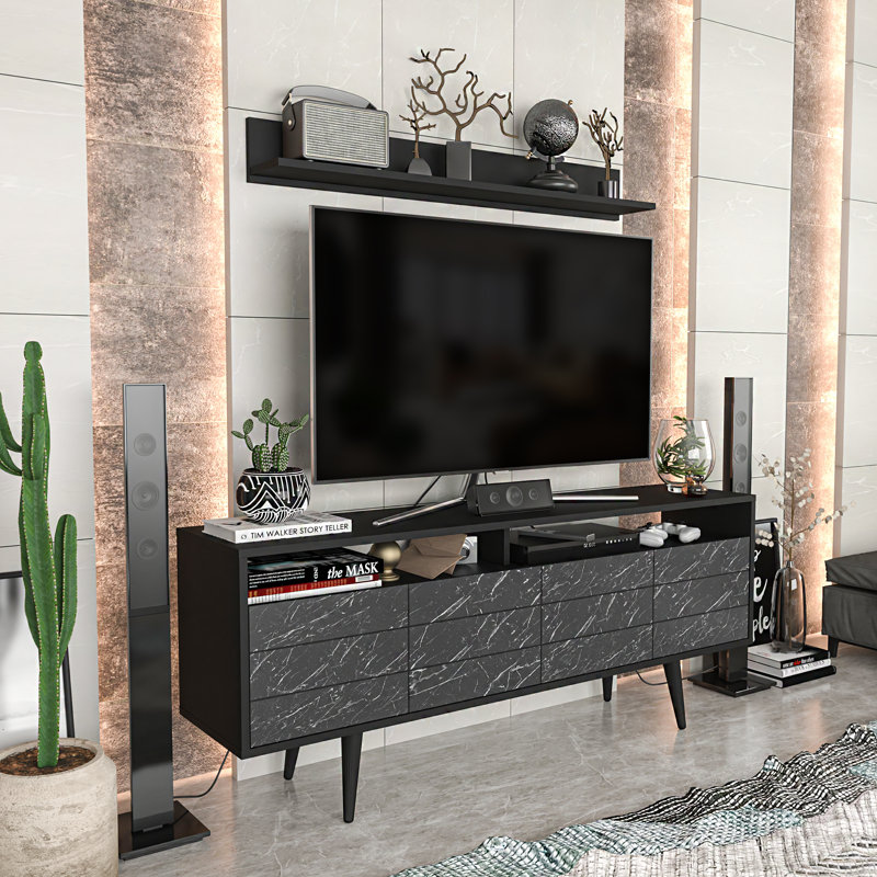 Perlis TV Stand for TVs up to 75", Black