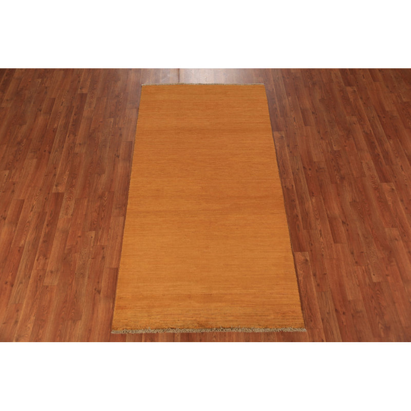 Handmade Rust Gabbeh Oriental Runner Rug 3x7