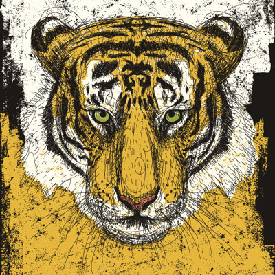 Tiger Head 1 Piece Wrapped Canvas Wall Art