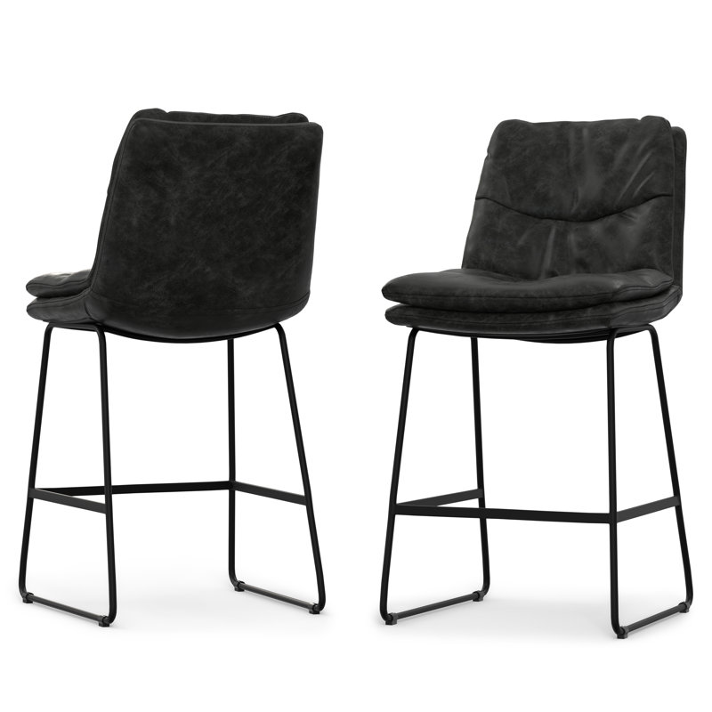 Tabourets de comptoir Danika, Gris anthracite délavé, Tabouret de comptoir (siège d'une hauteur de 25,3
