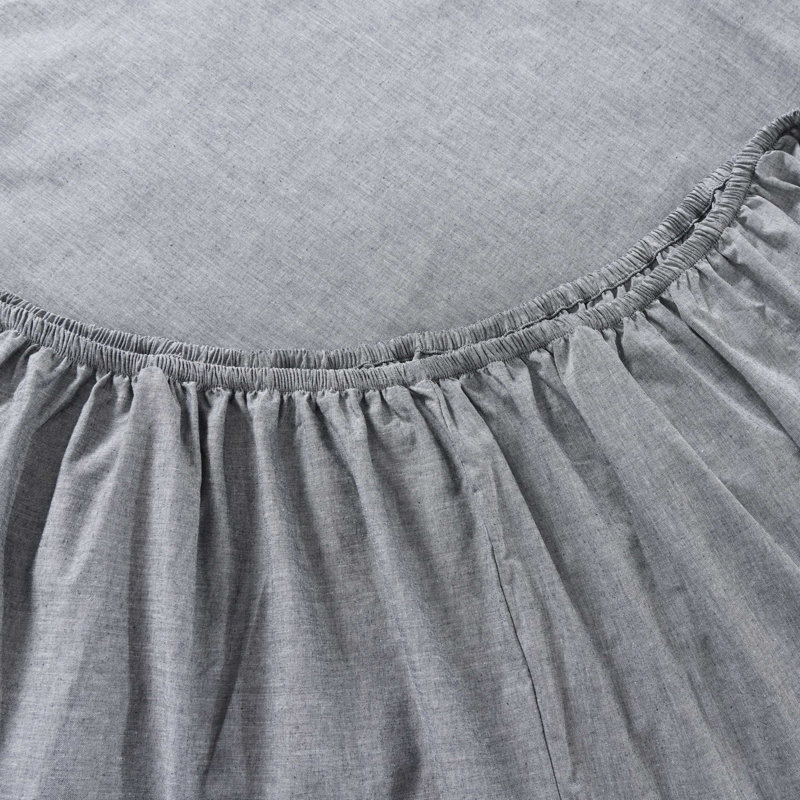Tommy Hilfiger Cotton Chambray Sheet Set, Gray, Twin Sheet Set with 3 Additional Pieces