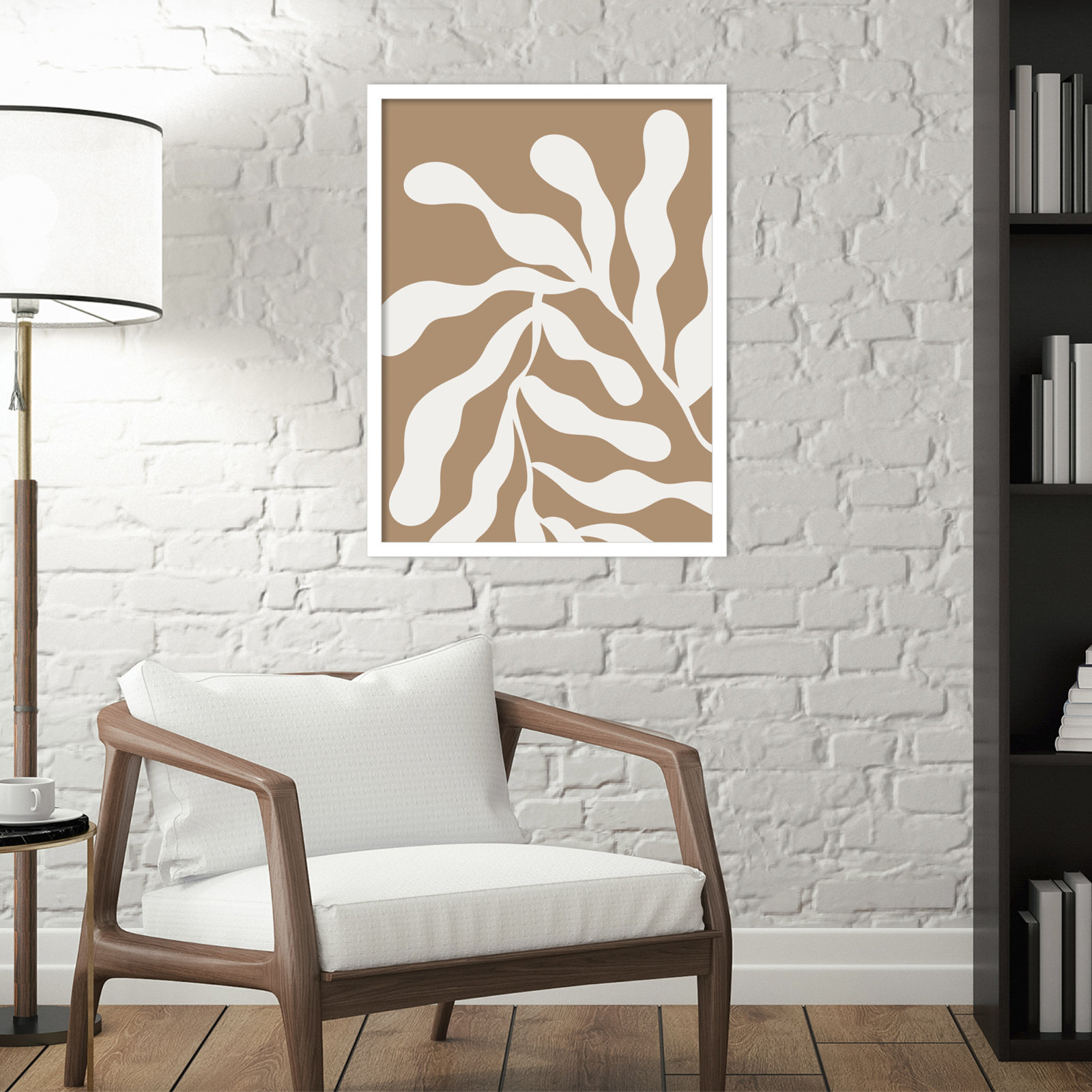 Erminia "Retro Matisse Botanical 1" Print, 25" H x 19" W x 1" D, White