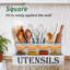 Très grand porte-ustensiles de cuisine avec 4 compartiments, organisateur d'ustensiles en bois blanc pour comptoir de cuisine, rangement pour ustensiles de ferme, ustensiles de cuisine rustiques - grain blanc