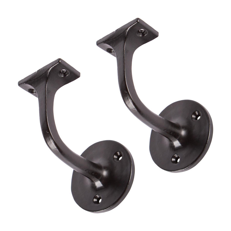 Hammer & Tongs - Wrought Iron Handrail Bracket - D75mm x H85mm - Black