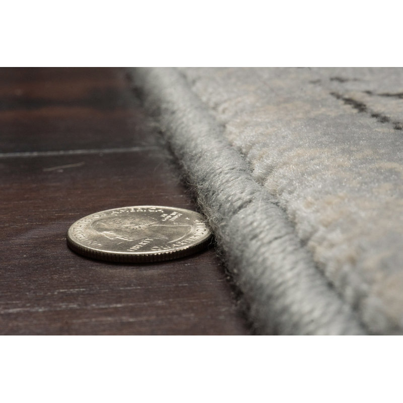 Tapis bleu acier / crème Attell, Rectangle 2 pi x 3 pi 11 po