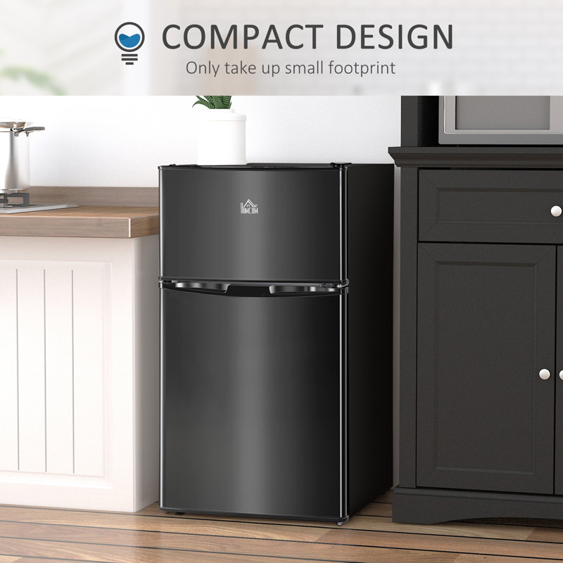 HomCom 3.2 Cubic Feet Portable Freestanding Mini Fridge with Freezer, Black
