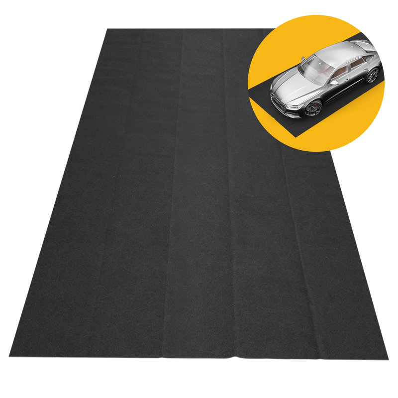 Black Medium Size Garage Carpet Mat with Anti-Slip Backing