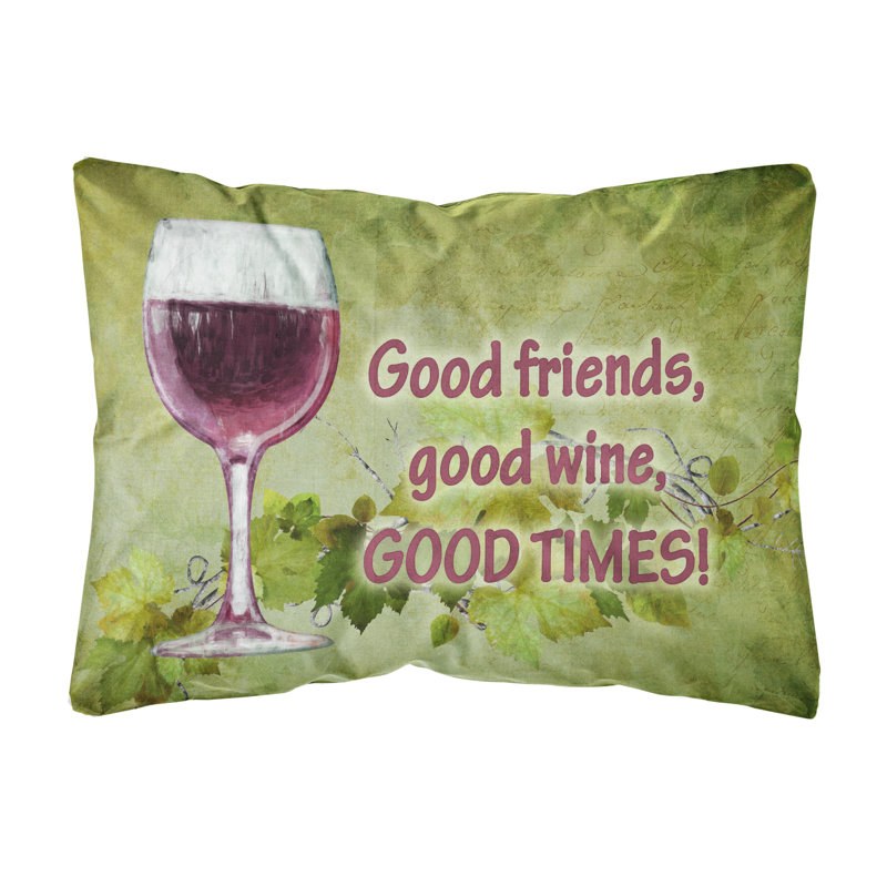 Coussin décoratif d’intérieur/d’extérieur good friends, good wine, good times