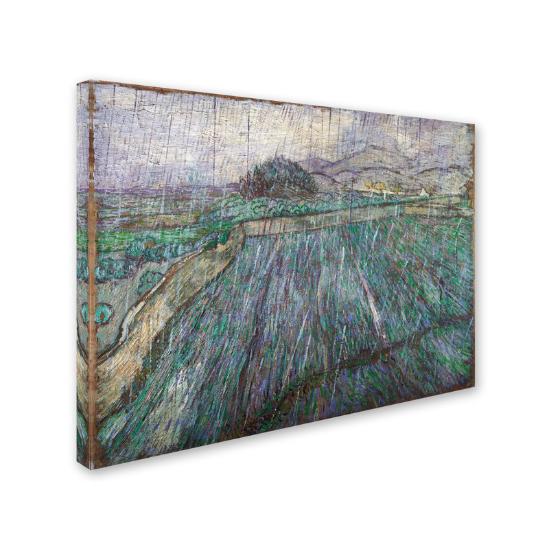 Vincent Van Gogh Rain Abstract Landscape Canvas Print, 14x19