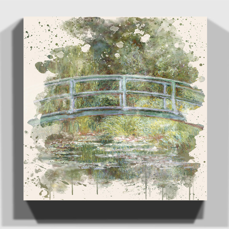 Japanese Bridge and Lillies by Claude Monet Art - Wrapped Canvas, 50cm H x 50cm W