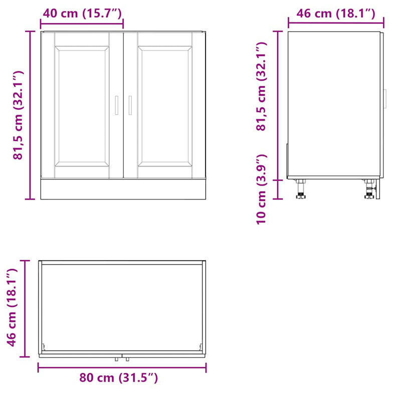 Pieds réglables pour meuble-lavabo vidaXL, Blanc