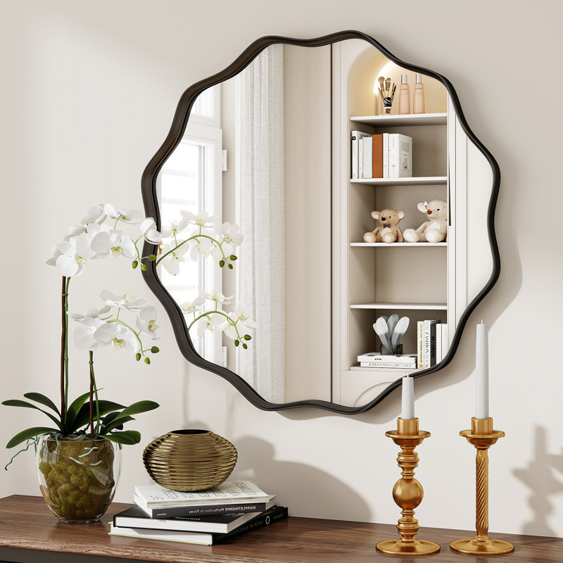 Miroir décoratif mural rond, Noir, 24 po x 24 po