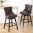 Swivel Bar Stools Set of 2, PU Leather Bar Chairs with Button Tufted Front and Ring Pull Back, 30" Bar Height Stools with Solid Wood Legs for Kitchen Island or Bar, Brown-1148544729