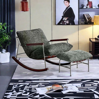 Chaise berçante confortable en chenille amovible