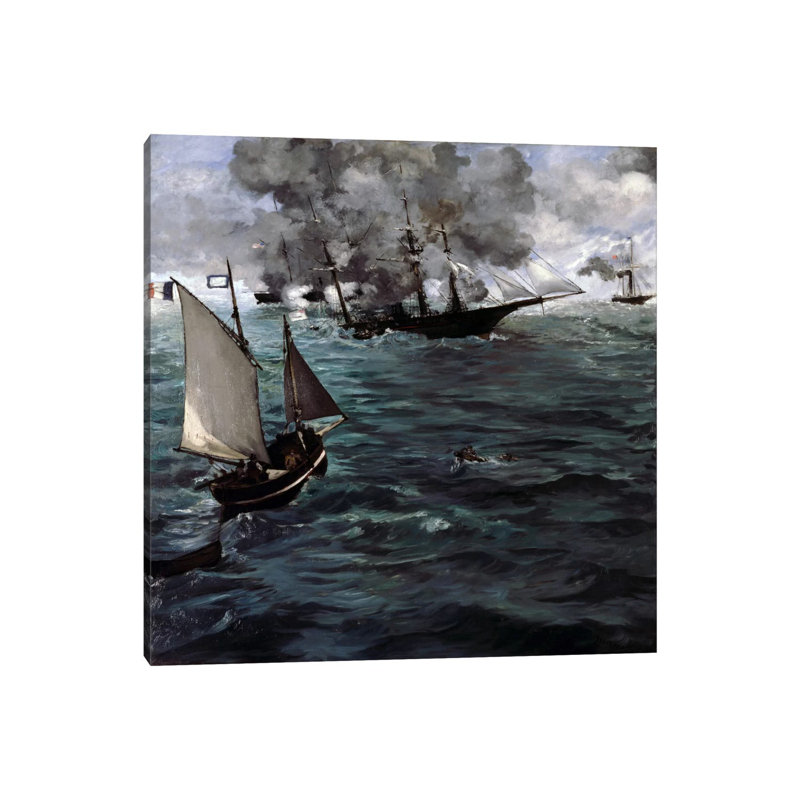 The Battle Of The USS Kearsarge & CSS Alabama by Edouard Manet - Wrapped Canvas Painting