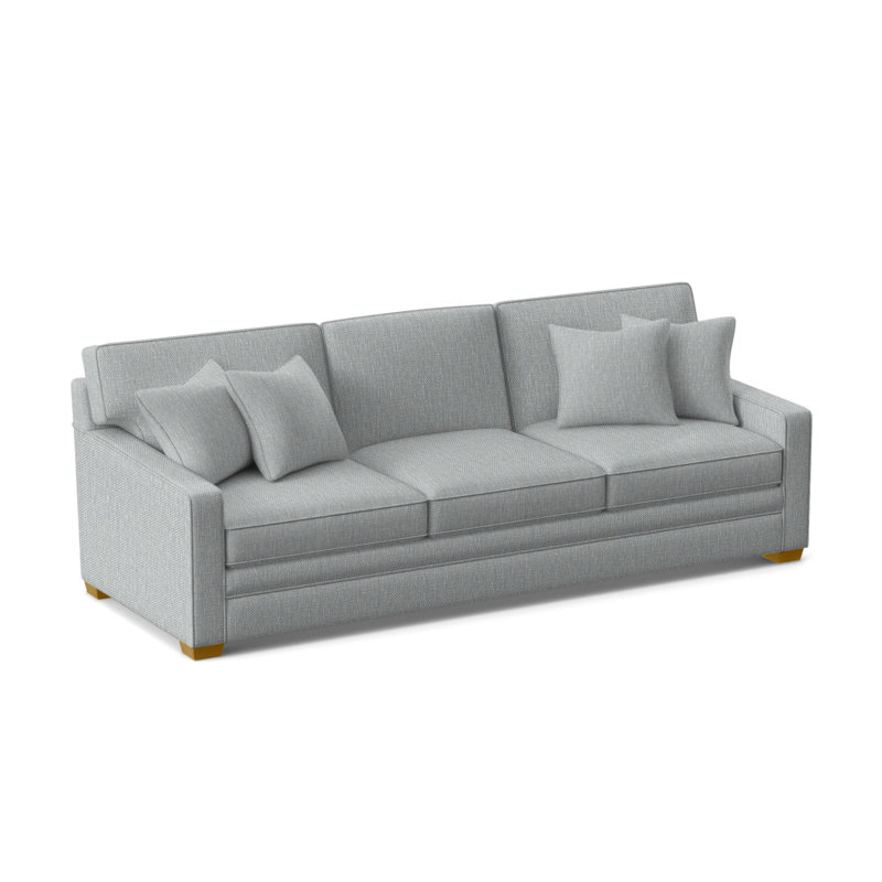 Gramercy Park Sofa, Honey Finish, Light Blue Performance Fabric; 0851-55