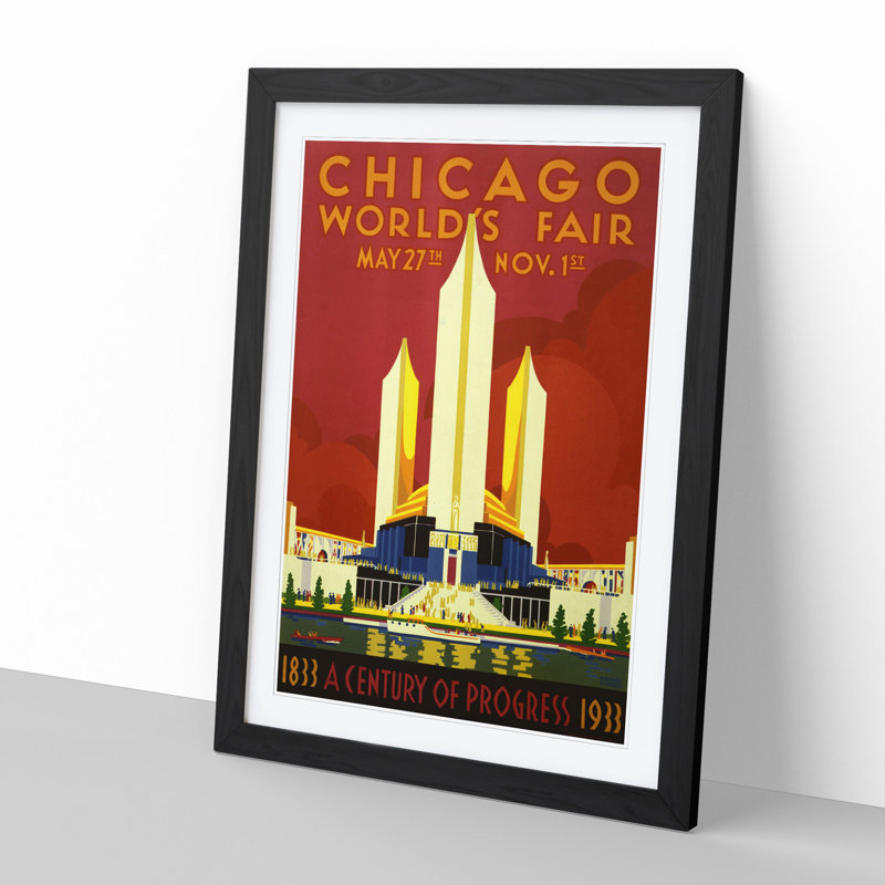 Chicago World Fair - Picture Frame Graphic Art, Black Framed, 65cm H x 48cm W x 2cm D