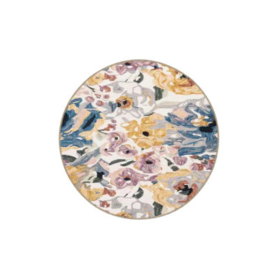 Pastel Painted Ivy Floral Pastel Painted Woven Washable Rug