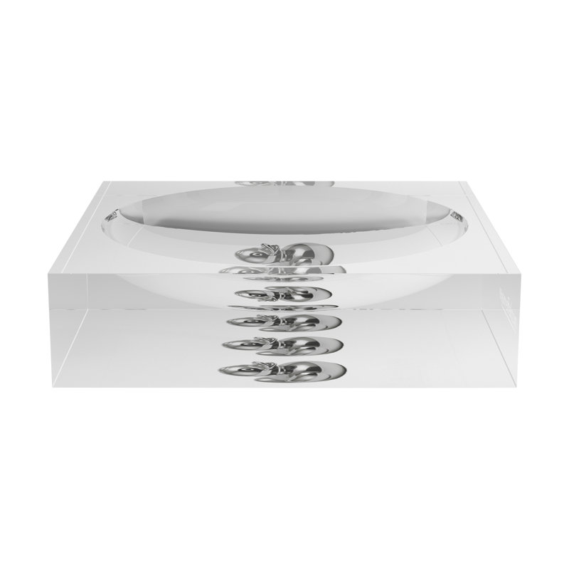 Chrome Duckies White Acrylic Decorative Tray, 8"W x 8"D x 2"H