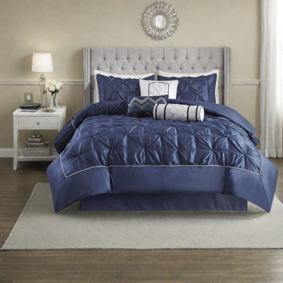 Elegant Navy Bedding Sets, Polyester, Modern Design For Home