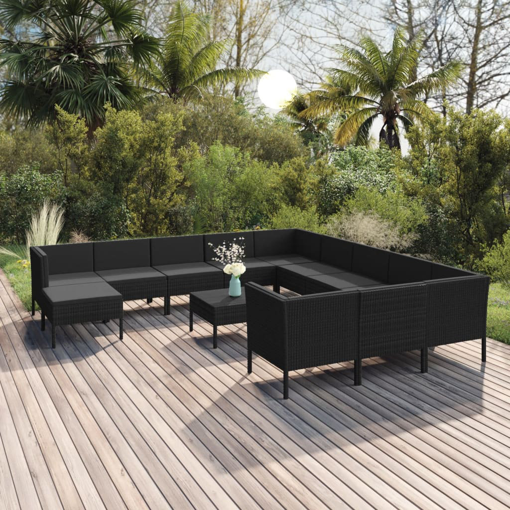 12-Sitzer Lounge-Set Jeshwa aus Polyrattan mit Polster