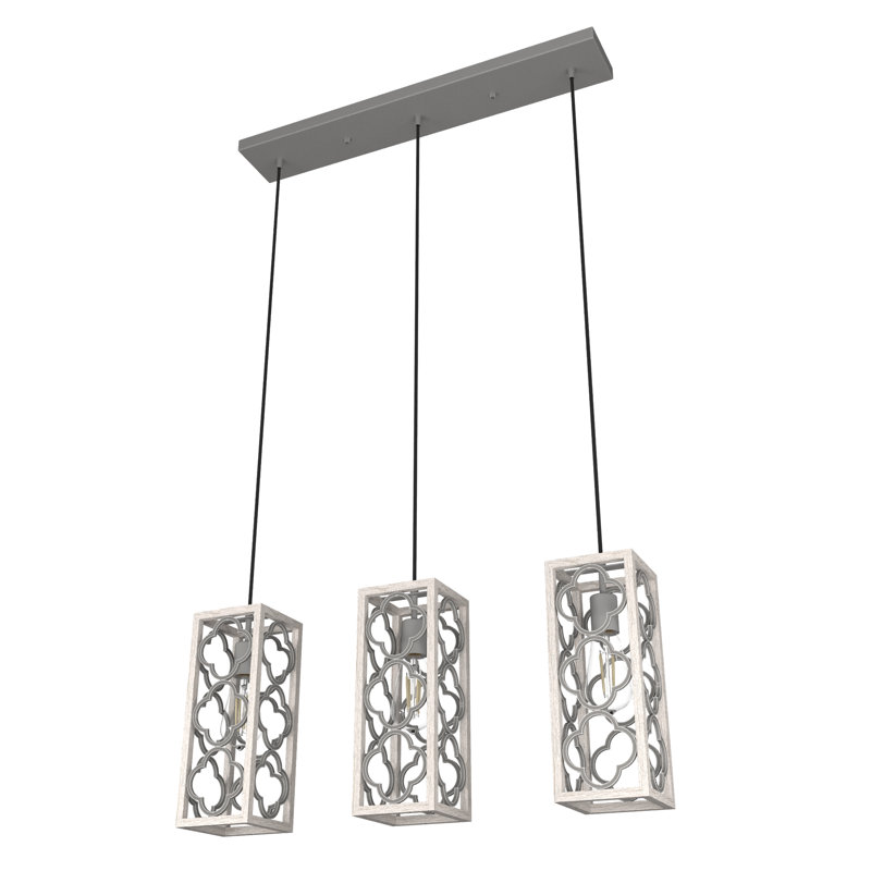 Gablecrest 3 - Light Kitchen Island Square / Rectangle Pendant, Distressed White/Gray, Gray