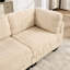 Canapé d'angle modulaire 4 places en chenille à détails froncés, 2 poufs amovibles, mousse haute densité, coussins de dossier épais-79186058-79186056