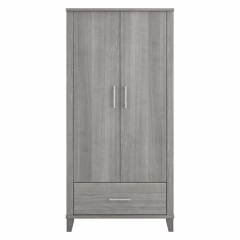 Grande armoire de rangement avec portes et tiroir Red Barrel Studio® Somerset, Gris platine