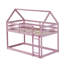 Lit superposé simple au-dessus de simple en bois massif avec échelle, en forme de maison-129416607