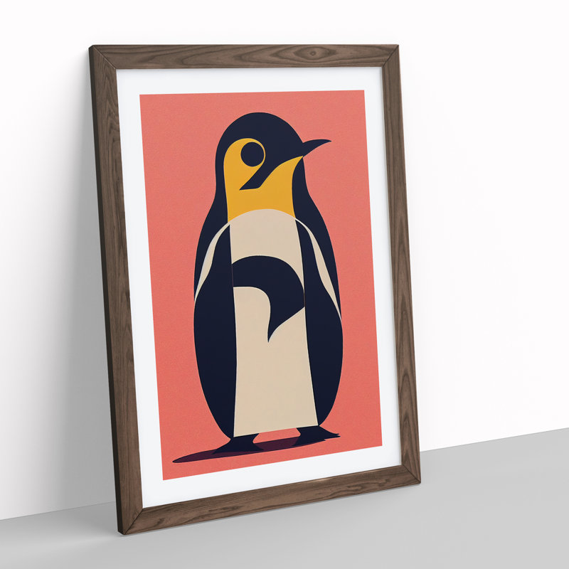 Penguin Abstract No.5 - Wall Art, No Matte, 64cm H x 46cm W, Walnut Frame