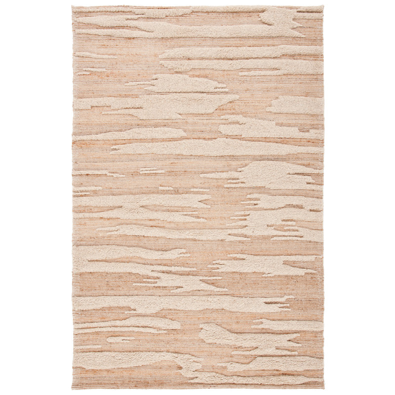 Tapis naturel en laine à poils longs Wyly, Rectangle de 5 pi x 8 pi