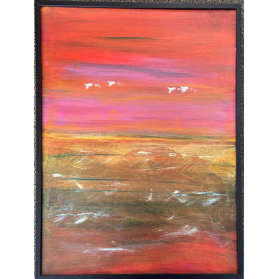 Red Landscape Triptych 3 Framed Painting Canvas