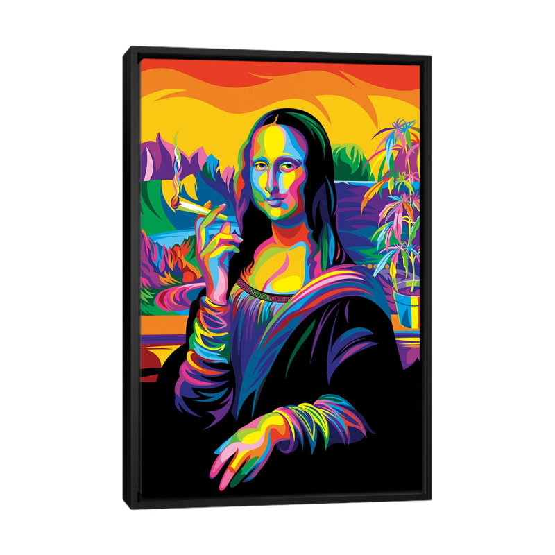 «Mona Lisa», impression sur toile, H 26 po x l 18 po x P 1,5 po, Toile avec cadre noir, Pas de tapis