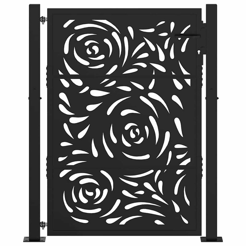 Porte de jardin vidaXL noire en acier 39,4 x 49,2 po avec flamme, 39,4 po x 49,2 po, Noir