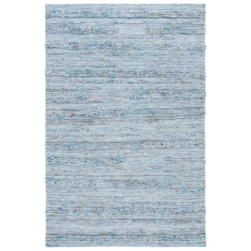 Tapis gris / bleu tissé à plat à la main Hartzler, Rectangle 8 pi x 10 pi