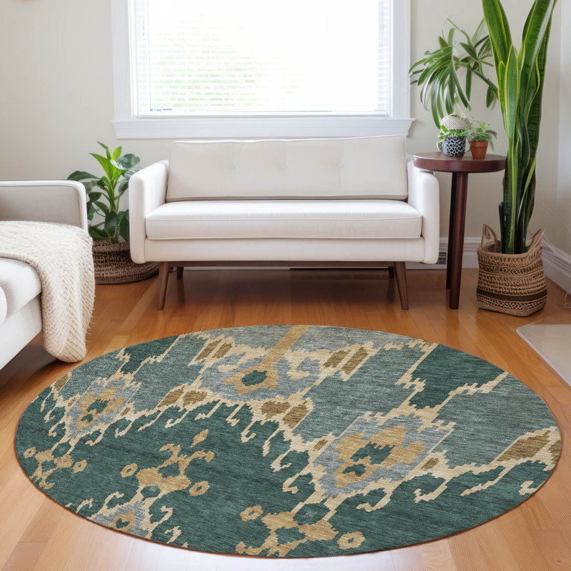 Premium Machine Washable Prisco Cactus Rug, Round 8'