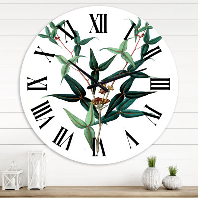 Vintage Green Leaves Plants - horloge murale traditionnelle