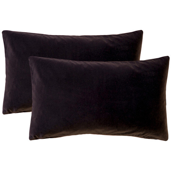 Housses de coussin en velours doux Francesca, ensemble de 2 housses de coussin, 12 x 20 pouces rectangulaire pour canapé-lit, brun foncé