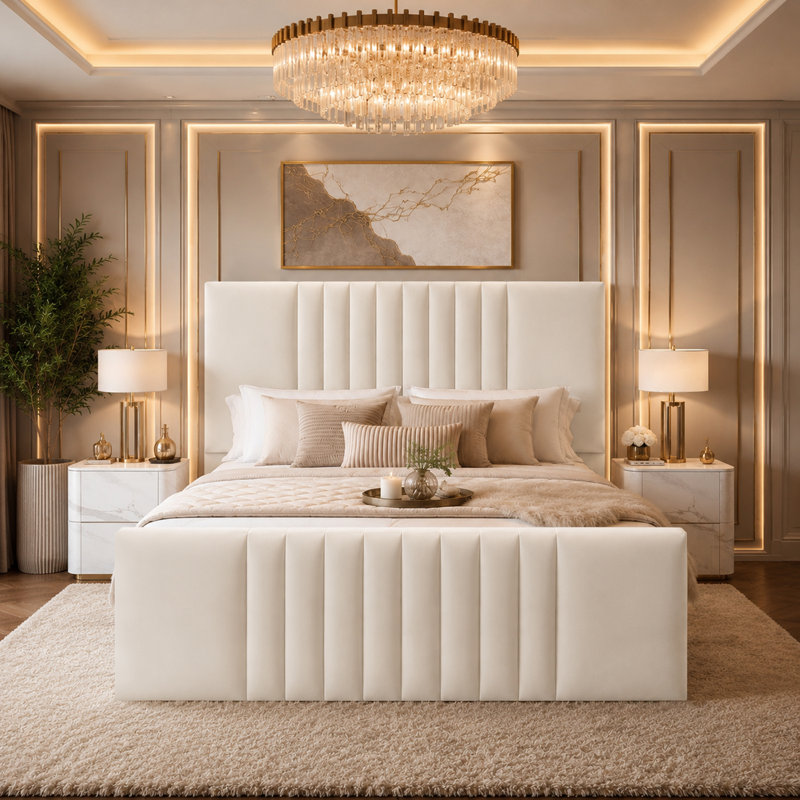 Bed, Double (4'6), Cream