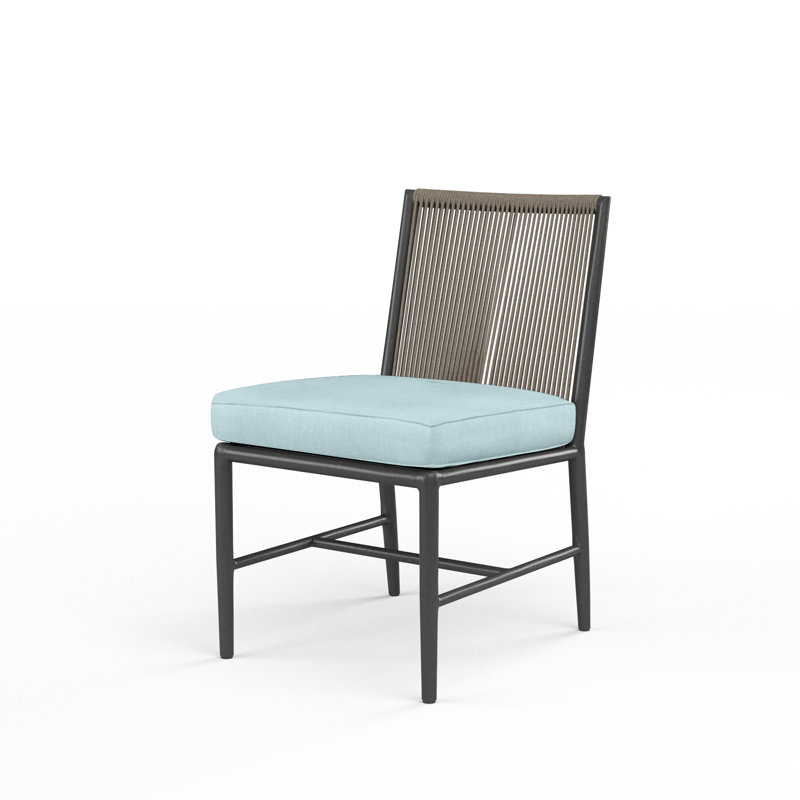 Pietra Outdoor Dining Side Chair, Dupione Celeste Sunbrella®