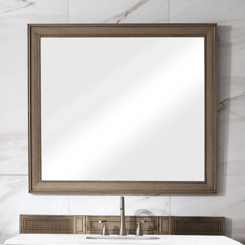 Calisto Solid Wood Wall Mirror, 40" H x 44" W, Whitewashed Walnut