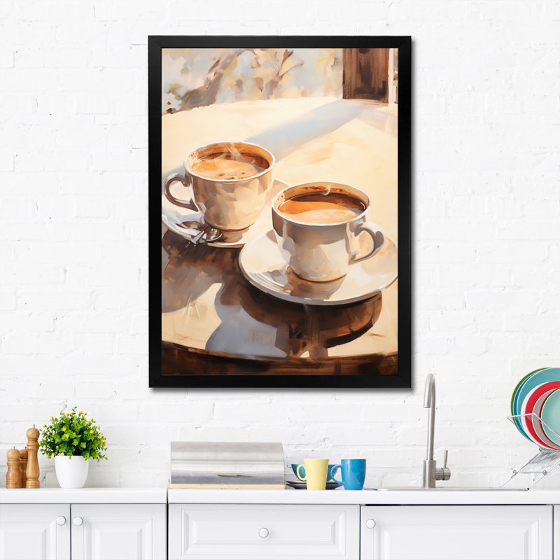 Ijlal Food Coffee Tea III - Art sur toile, impression sur toile, Cadre simple noir, H 20 po x l 12 po x P 1 po