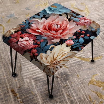 Pastel Blue And Pink Flowers Pattern - Floral Rectangle Ottoman