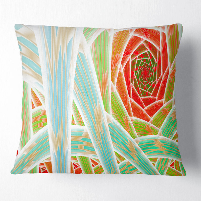 Fractal Endless Tunnel - Coussin imprimé abstrait, 16 po x 1 po, Coussin décoratif, Rouge