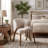 Modern Dining Chairs, Single Upholstered Fabric Side Chair with Wooden Legs for Kitchen and Dining Room, Beige-1130906505