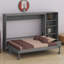 Lit escamotable avec compartiments de rangement et tablette réglables en hauteur, cadre de lit mural avec 1 tiroir, lit plateforme pliable multifonctionnel-1839550988